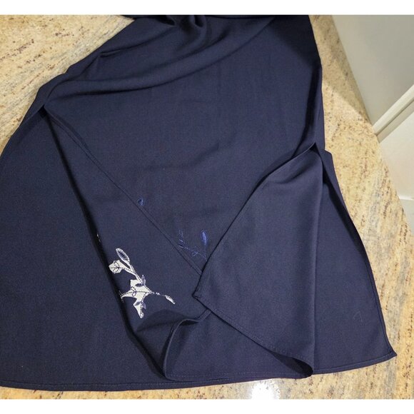 Vtg Joie de Vie Dress Set Sz 10 Button Shirt Blue Floral Embroidered Side Slits - Picture 14 of 16